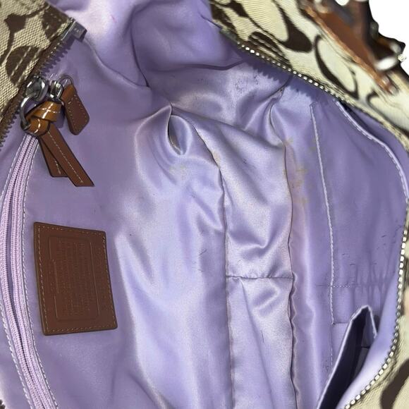 Coach Tan and Brown signature gallery shoulder bag canvas and patent leather - Picture 10 of 12